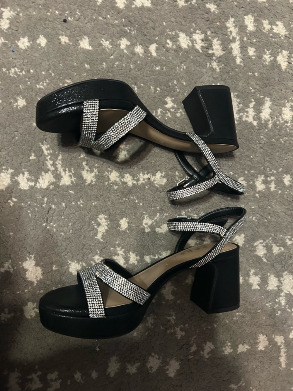 Copper Key Black Rhinestone Heels - Picture 5 of 7
